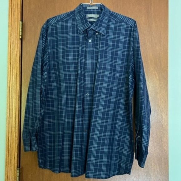 Daniel Cremieaux button-down dress shirt navy checkered size XL - Picture 1 of 1